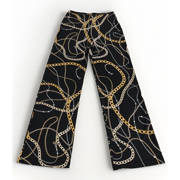 Frank Lyman Montreal Design Collection Palazzo Pants Chains Pattern S-6Boho Chic - Picture 1 of 8